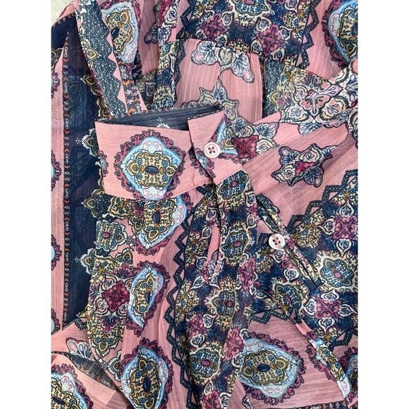 Kut from the Kloth Multicolor Sheer Blouse Geometric Bohemian Size Small - Picture 10 of 10